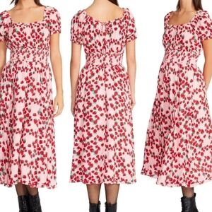 Betsey Johnson Strawberry Field Prairie Lined Maxi Dress Women Small Cottagecore